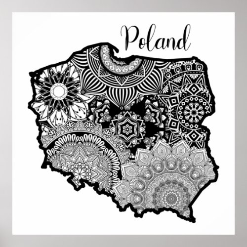 Poland Mandala Map     Poster