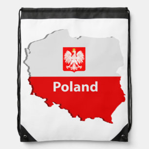 Poland map drawstring bag