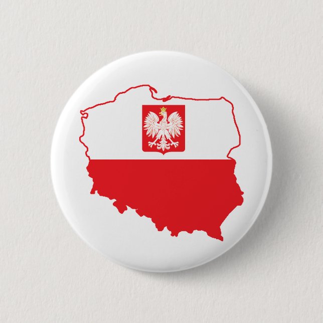 Poland Map In Polish Colors Button (Front)