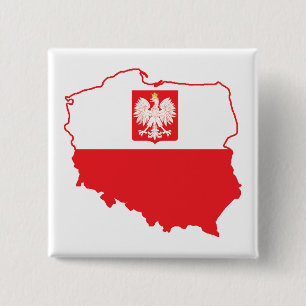 Poland Map In Polish Colors Button
