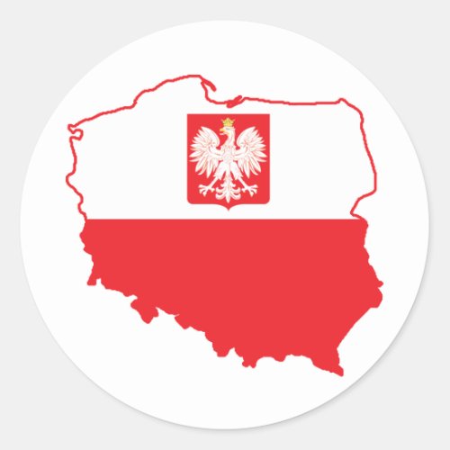 Poland Map In Polish Colors Classic Round Sticker