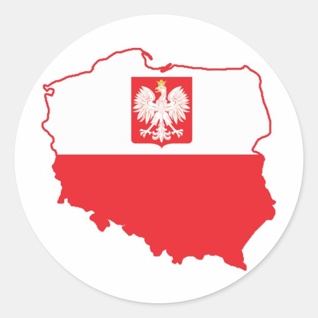 Poland Map In Polish Colors Classic Round Sticker (Front)
