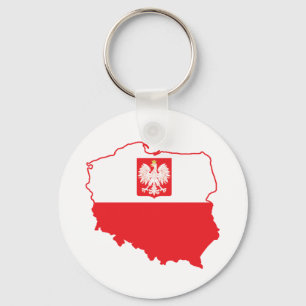 Poland Map In Polish Colors Keychain