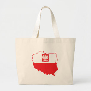 Poland Map In Polish Colors Large Tote Bag
