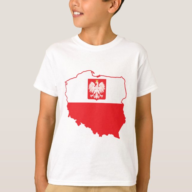 Poland Map In Polish Colors T-Shirt (Front)
