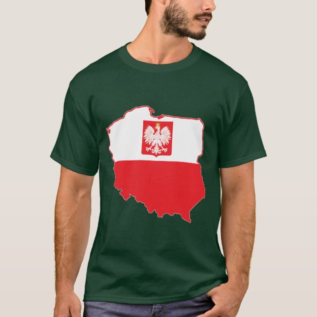 Poland Map In Polish Colors T-Shirt (Front)