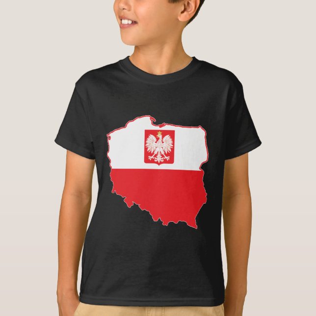 Poland Map In Polish Colors T-Shirt (Front)