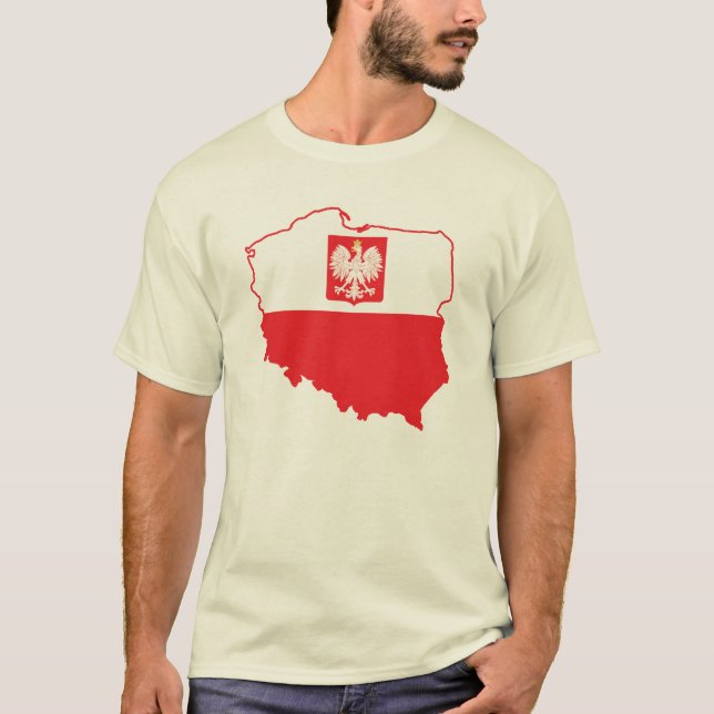 Poland Map In Polish Colors T-Shirt (Front)