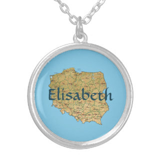 Poland Map + Name Necklace