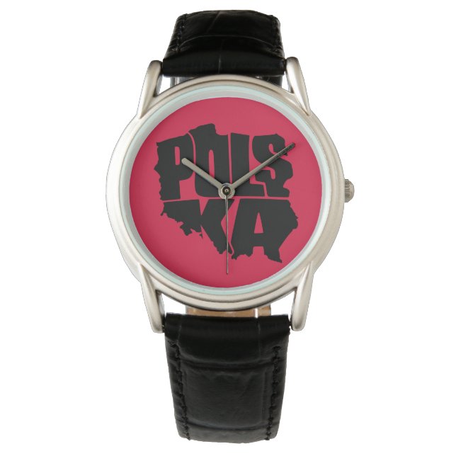 Poland Map Typography Watch (Front)