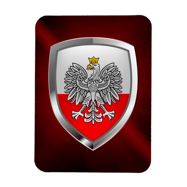 Poland Metallic Emblem Magnet (Vertical)