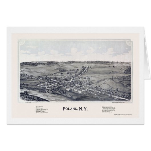 Poland, NY Panoramic Map - 1890 Cards (Front Horizontal)
