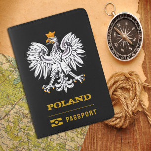 Poland Passport, Polish Eagle, coat of Arms, flag Passport Holder