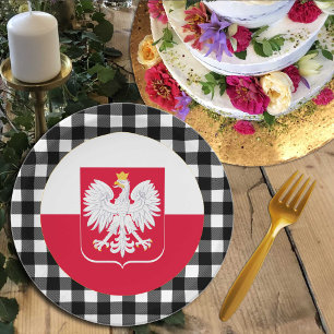 Poland Plate, buffalo plaid & Polish Flag Paper Plates