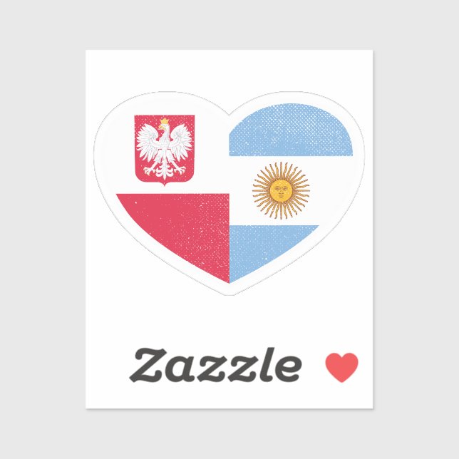 Poland Polish Argentina Argentine Heart Love Flag Sticker (Sheet)
