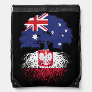 Poland Polish Australian Australia Tree Roots Flag Drawstring Bag