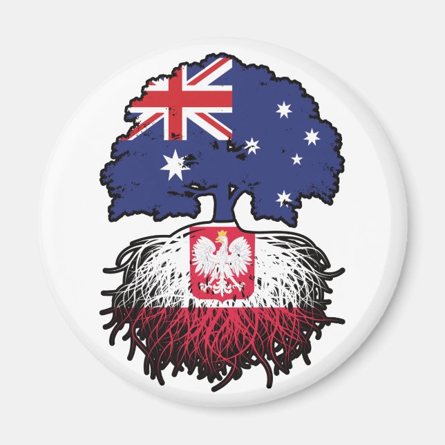 Poland Polish Australian Australia Tree Roots Flag Magnet (Front)