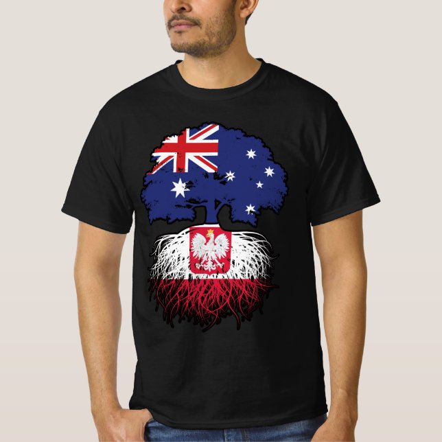 Poland Polish Australian Australia Tree Roots Flag T-Shirt (Front)