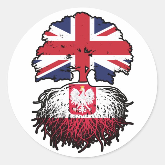 Poland Polish British UK United Kingdom Britain Classic Round Sticker (Front)