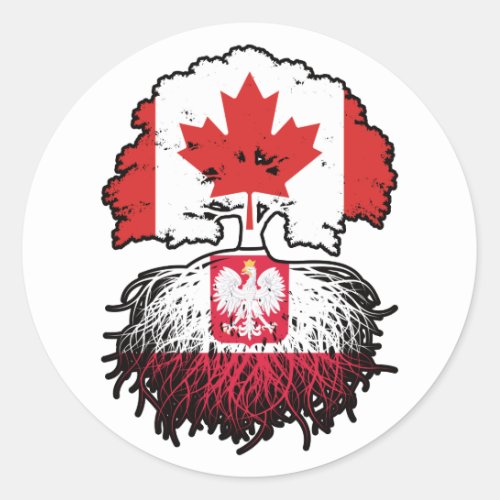Poland Polish Canadian Canada Tree Roots Flag Classic Round Sticker