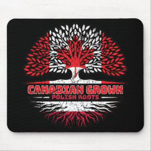 Poland Polish Canadian Canada Tree Roots Flag Mouse Pad