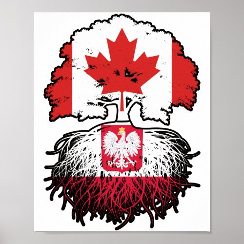 Poland Polish Canadian Canada Tree Roots Flag Poster