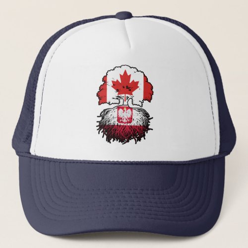 Poland Polish Canadian Canada Tree Roots Flag Trucker Hat
