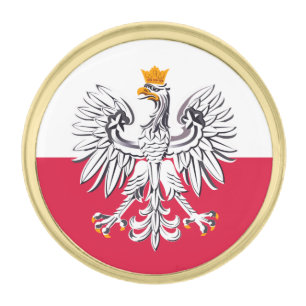 Poland & Polish Coat of Arms, Flag / business Gold Gold Finish Lapel Pin