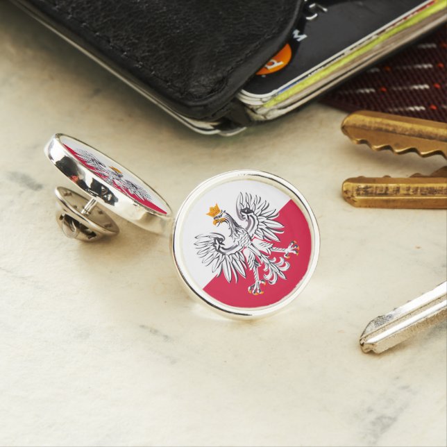 Poland & Polish Eagle emblem, Flag / business Lapel Pin (In Situ)