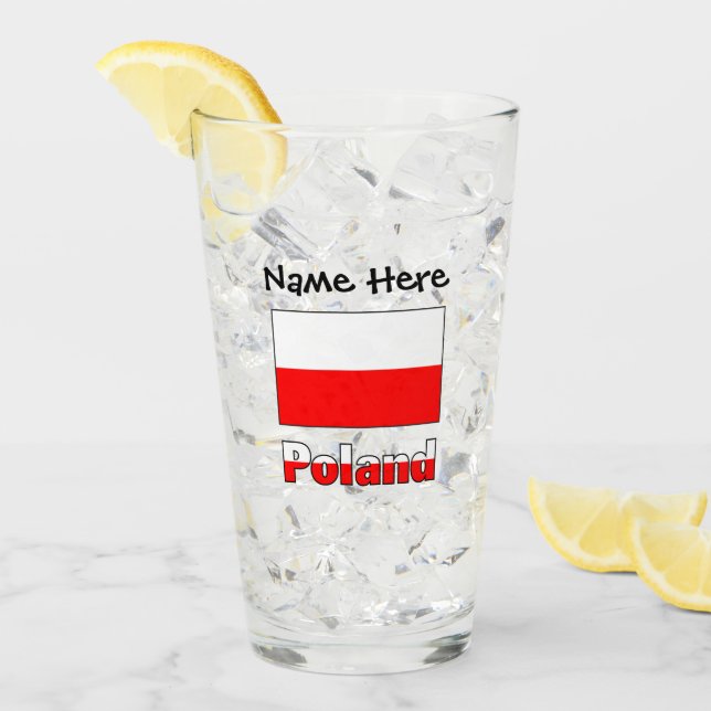 Poland Polish Flag Black Personalization  Glass (Front Ice)