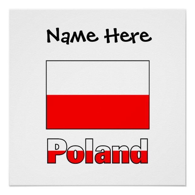Poland Polish Flag Black Personalization  Poster (Front)