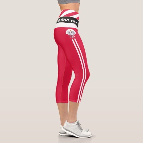 Poland  Polish Flag fashion Fitness Sports Capri Leggings