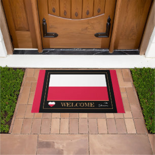 Poland & Polish Flag house mats/sports Welcome Doormat