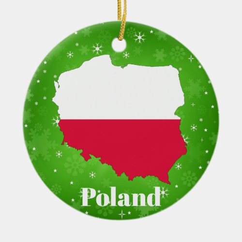 Poland Polish Flag Map Christmas Ceramic Ornament