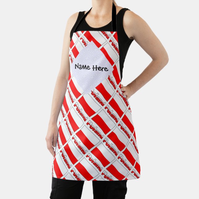 Poland Polish Flag Tiled Black Personalization  Apron (Insitu)