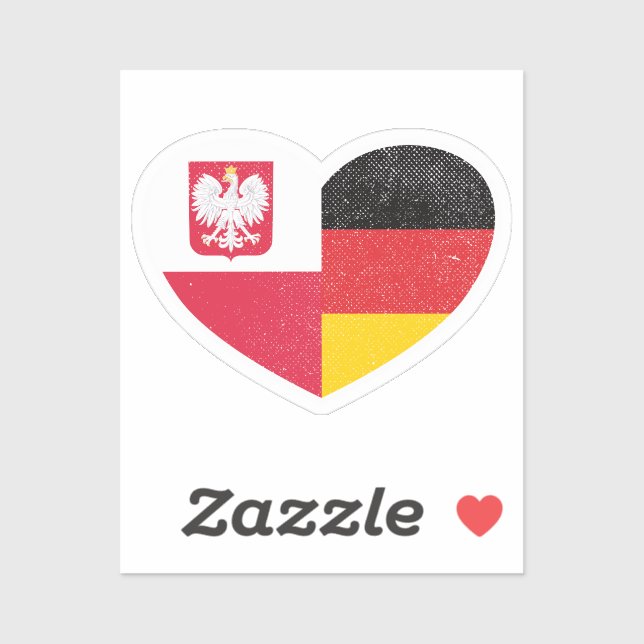 Poland Polish Germany German Heart Love Flag Sticker (Sheet)