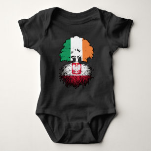 Poland Polish Irish Ireland Tree Roots Flag Baby Bodysuit