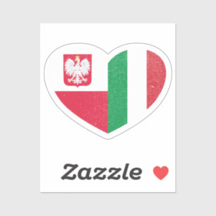 Poland Polish Italy Italian Heart Love Flag Sticker