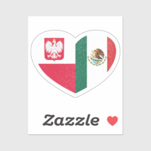 Poland Polish Mexico Mexican Heart Love Flag Sticker