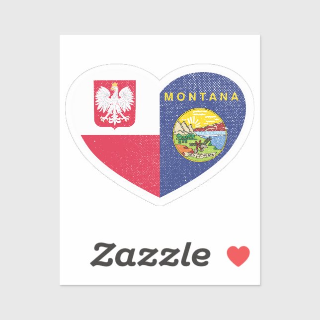 Poland Polish Montana Montanan Heart Love Flag Sticker (Sheet)