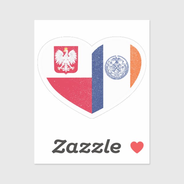 Poland Polish New York New York City Heart Love Fl Sticker (Sheet)