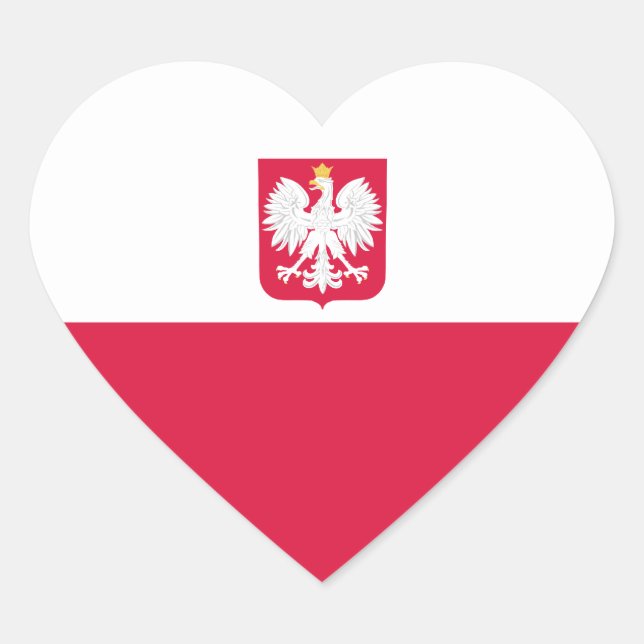 Poland/Polish/Pole Heart Flag Sticker (Front)