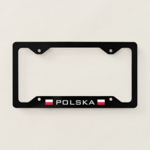 Poland Polish Polska Flag Black License Plate Frame