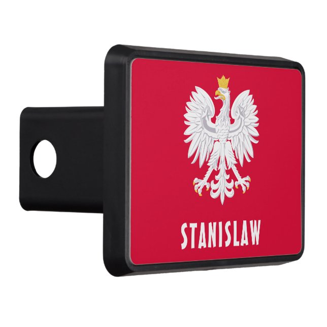 Poland Polish Red White Eagle Polska Custom Name Hitch Cover (Right)