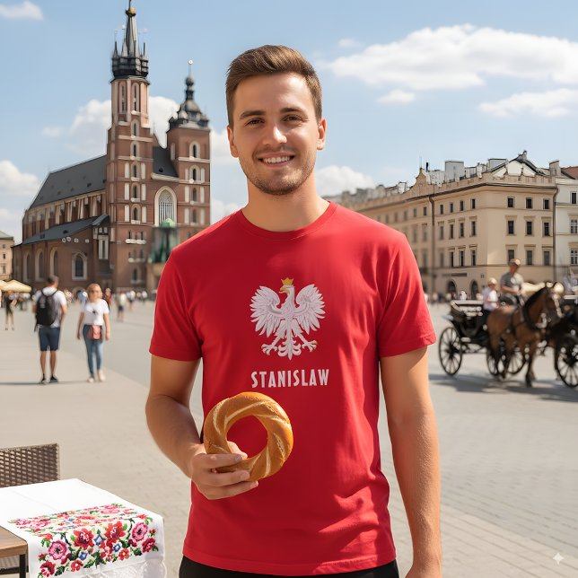 Poland Polish Red White Eagle Polska Custom Name T-Shirt (Creator Uploaded)