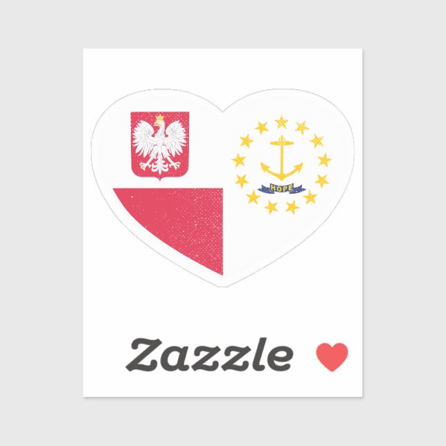 Poland Polish Rhode Island Rhode Islander Heart Lo Sticker (Sheet)