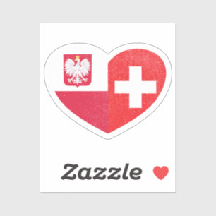 Poland Polish Switzerland Swiss Heart Love Flag Sticker