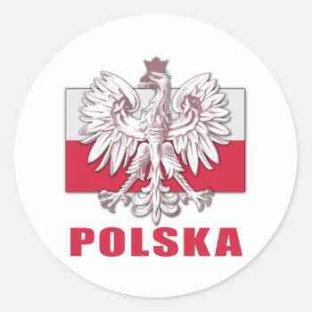 Poland Polska Coat Of Arms Classic Round Sticker by allworldtees at Zazzle