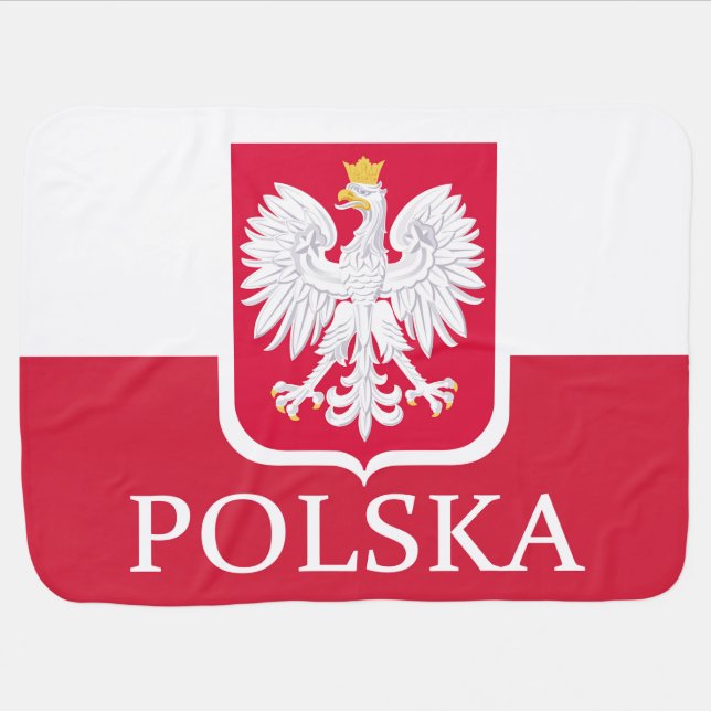 Poland Polska Flag Coat of Arms Baby Blanket (Horizontal)