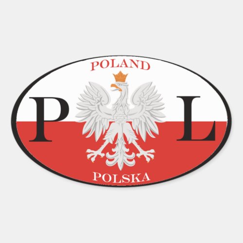Poland Polska PL Oval Sticker
